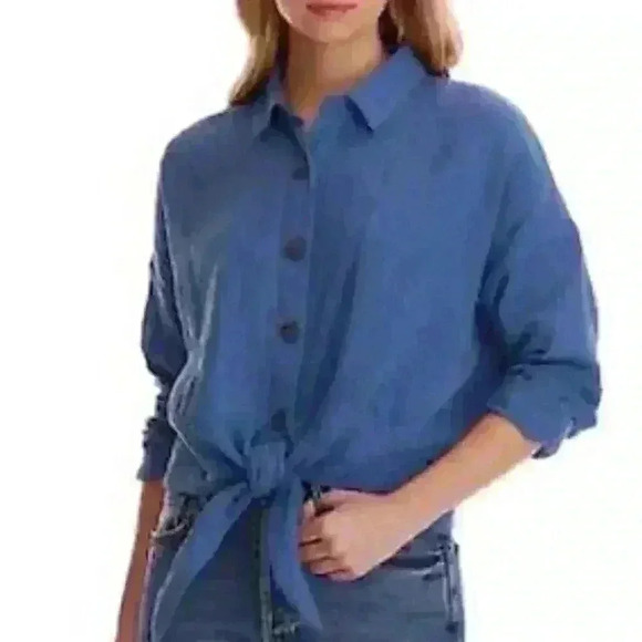 Free People Blue Sunseekers Tie Front Top - Picture 8 of 13